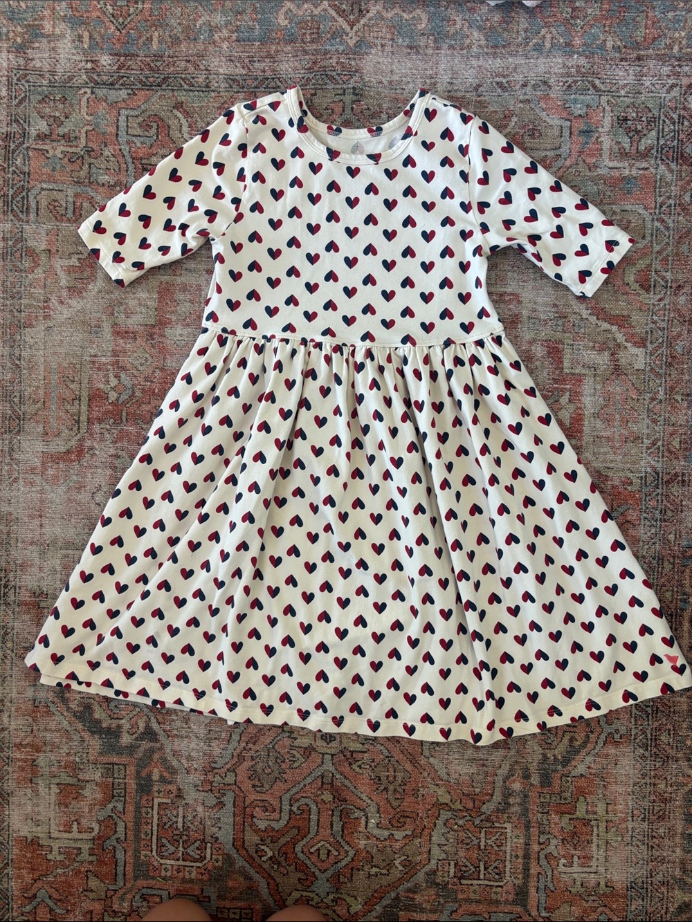 PINK CHICKEN Girls White Heart-Print Dress